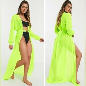 PLAYBOY Neon Green Sheer Swim Cover-Up & Swimsuit 8